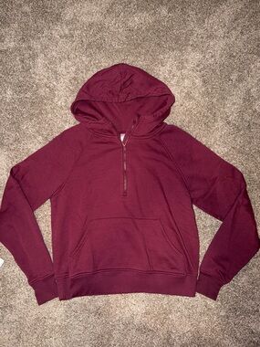 Women's Quarter-Zip Hooded Sweatshirt in Wine